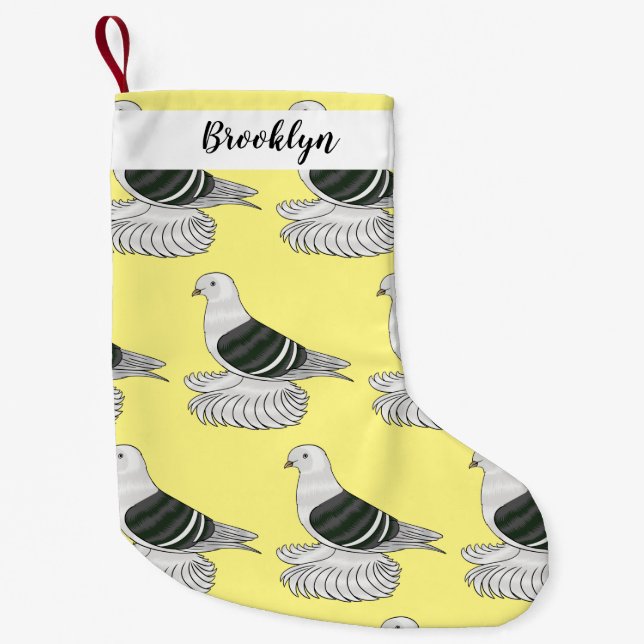 Saxon Shield pigeon bird cartoon illustration Small Christmas Stocking (Front)