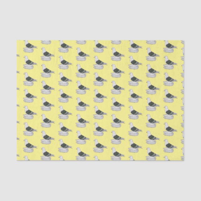 Saxon Shield pigeon bird cartoon illustration  Tissue Paper (Front)