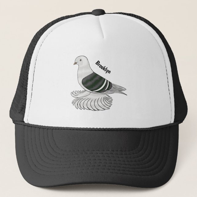 Saxon Shield pigeon bird cartoon illustration  Trucker Hat (Front)