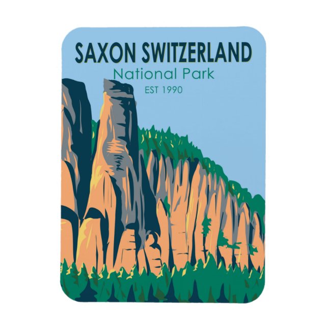 Saxon Switzerland National Park Germany Vintage Magnet (Vertical)