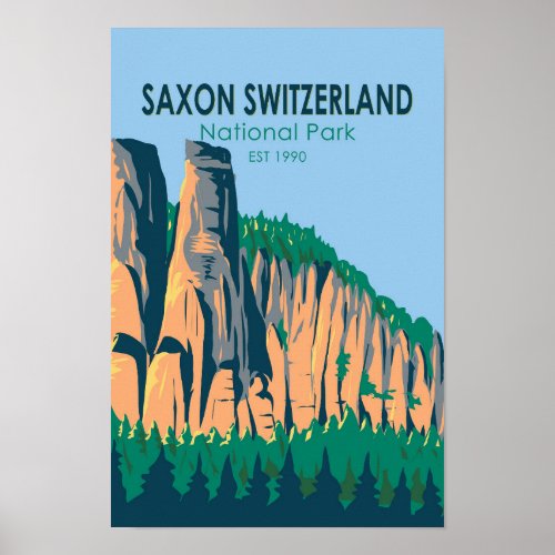 Saxon Switzerland National Park Germany Vintage Poster