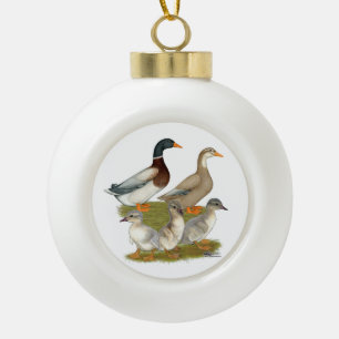 Saxony Duck Family Ceramic Ball Christmas Ornament