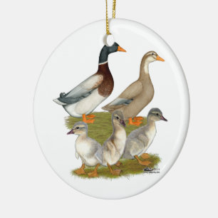Saxony Duck Family Ceramic Ornament