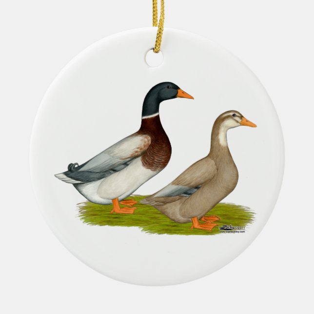 Saxony Ducks Ceramic Ornament (Front)