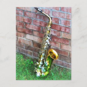 Saxophone Against Brick Postcard