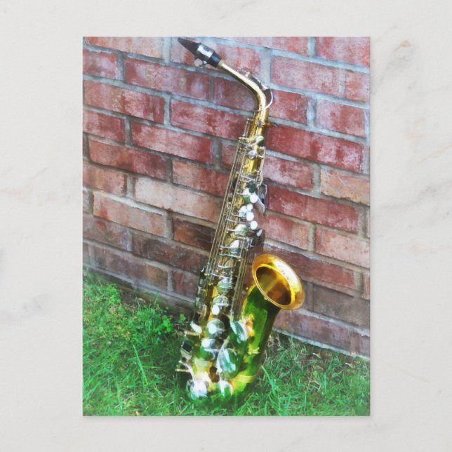Saxophone Against Brick Postcard (Front)