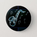 Saxophone And Music Notes Button at Zazzle