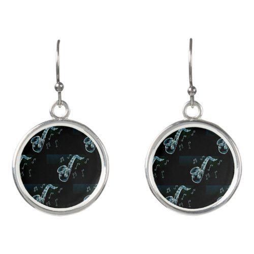 Saxophone And Music Notes Earrings