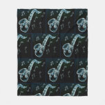 Saxophone And Music Notes Fleece Blanket at Zazzle