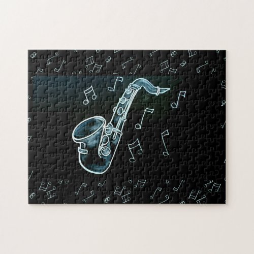 Saxophone And Music Notes Jigsaw Puzzle
