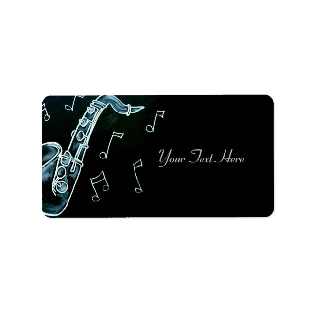 Saxophone And Music Notes Label (Front)
