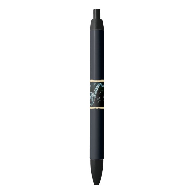Saxophone And Music Notes Pen (Front Vertical)