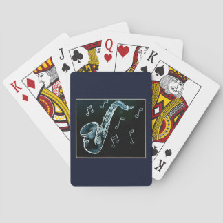 Saxophone And Music Notes Poker Cards