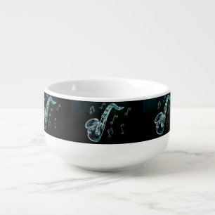 Saxophone And Music Notes Soup Mug