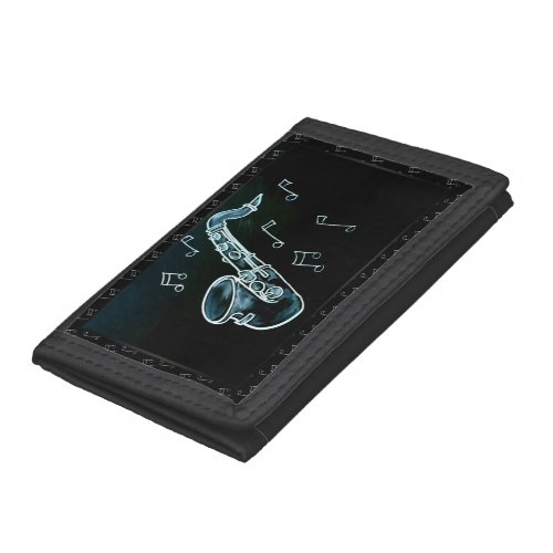Saxophone And Music Notes Trifold Wallet