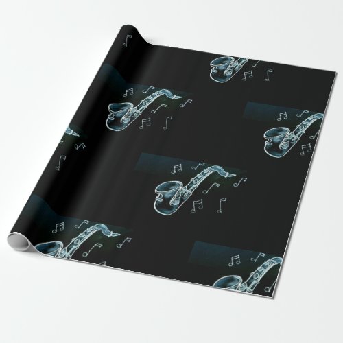 Saxophone And Music Notes Wrapping Paper