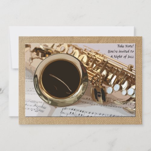 Saxophone and Sheet Music Invitation