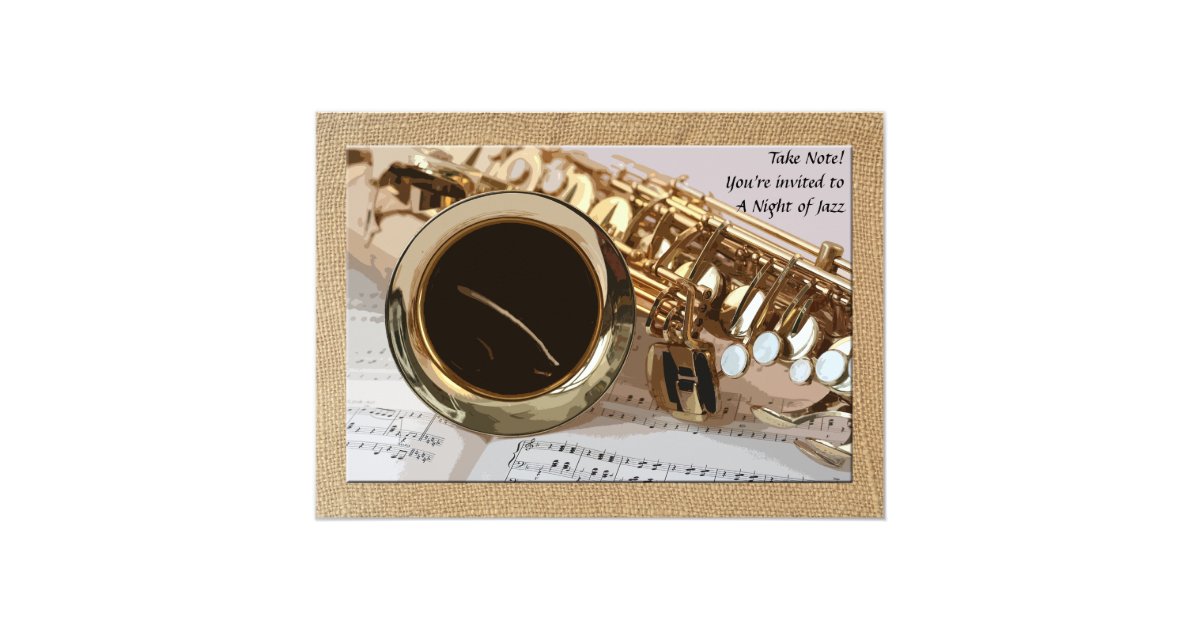 Saxophone and Sheet Music Invitation