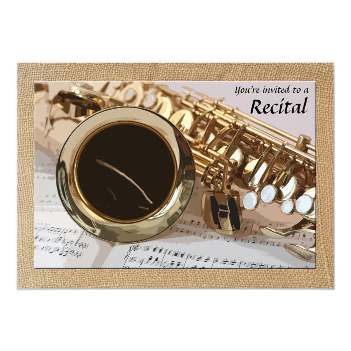 Saxophone and Sheet Music Invitation