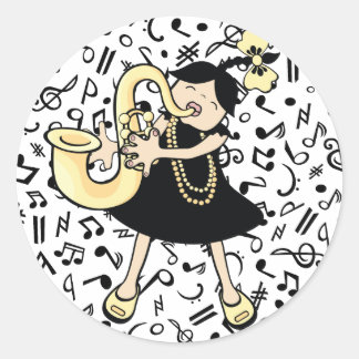 Saxophone Baby Classic Round Sticker