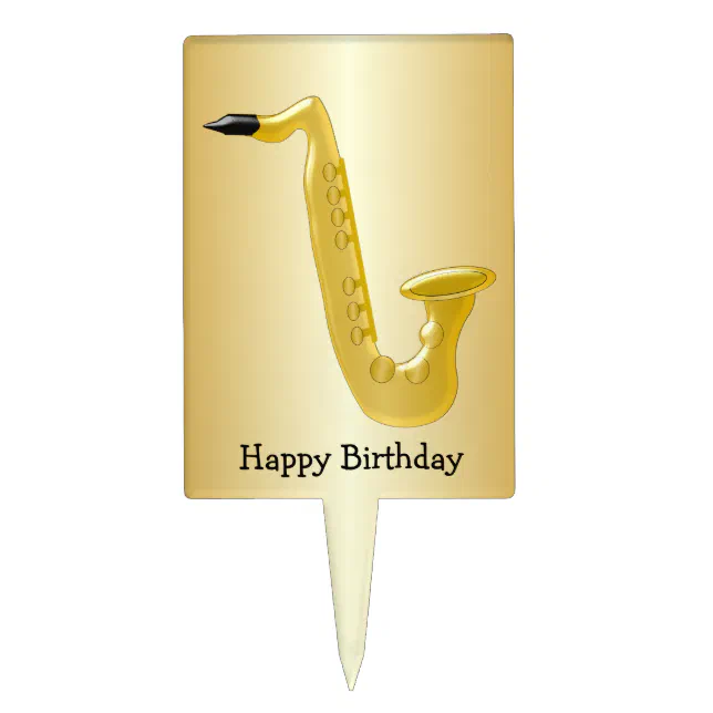 Saxophone Birthday Edible Cake Topper Music Notes Name & Number