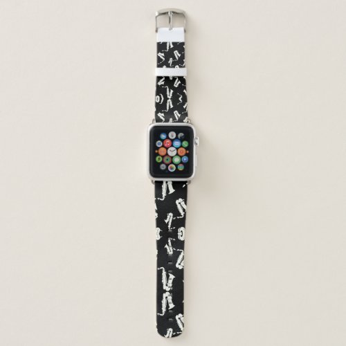 Saxophone Black and White Pattern  Apple Watch Band