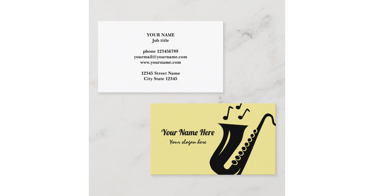 Saxophone business card template for musician | Zazzle.com