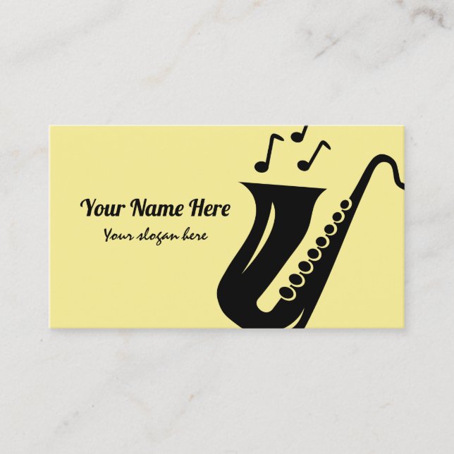 Saxophone business card template for musician (Front)