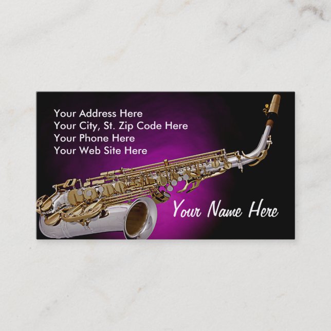 Saxophone Business Cards (Front)