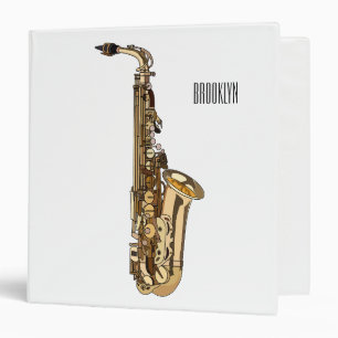 Saxophone cartoon illustration 3 ring binder