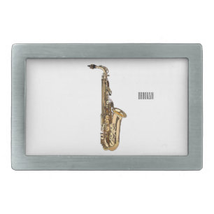 Saxophone cartoon illustration belt buckle