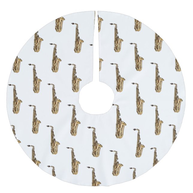 Saxophone cartoon illustration brushed polyester tree skirt (Front)