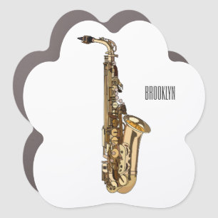 Saxophone cartoon illustration car magnet