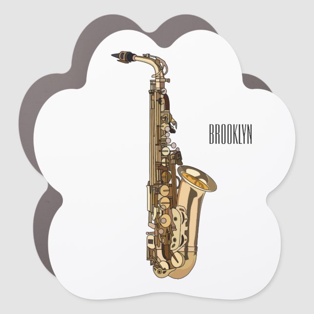Saxophone cartoon illustration car magnet (Front)