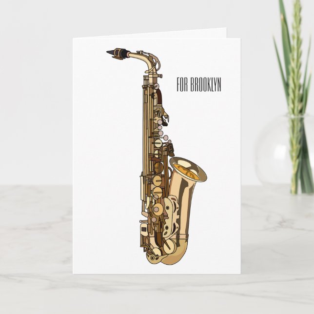 Saxophone cartoon illustration card (Front)