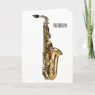 Saxophone cartoon illustration card