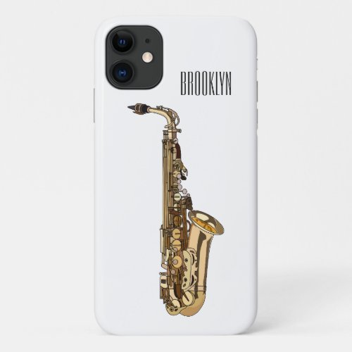 Saxophone cartoon illustration iPhone 11 case