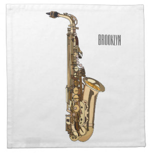Saxophone cartoon illustration cloth napkin