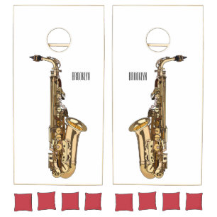 Saxophone cartoon illustration cornhole set