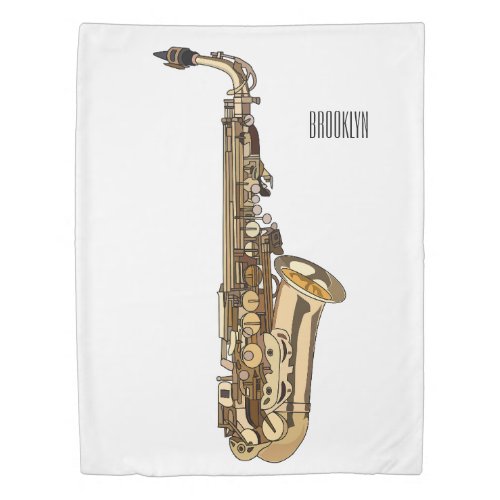 Saxophone cartoon illustration duvet cover