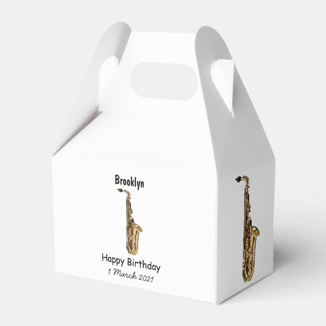 Saxophone cartoon illustration favor boxes (Front Side)