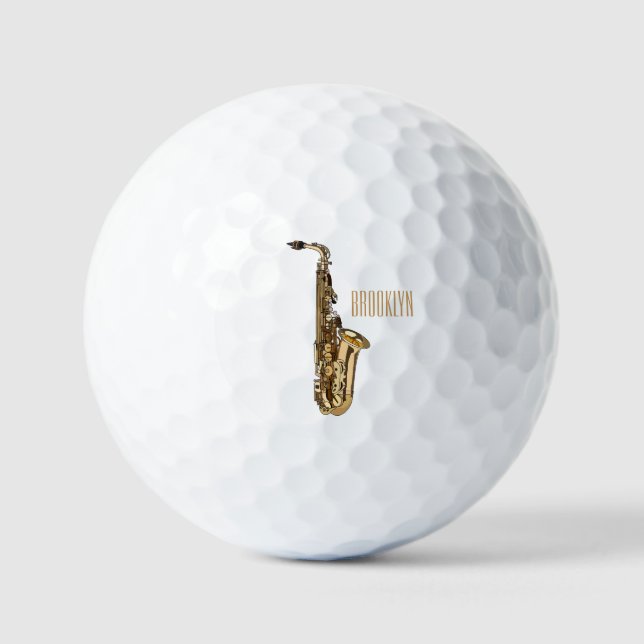 Saxophone cartoon illustration golf balls (Front)