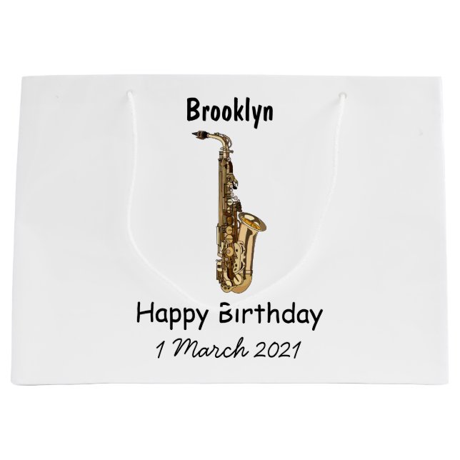 Saxophone cartoon illustration large gift bag (Front)