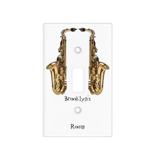 Saxophone cartoon illustration light switch cover (Front)