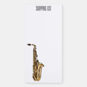 Saxophone cartoon illustration magnetic notepad