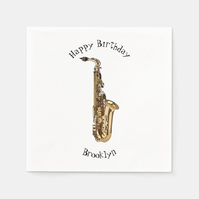 Saxophone cartoon illustration napkins (Front)