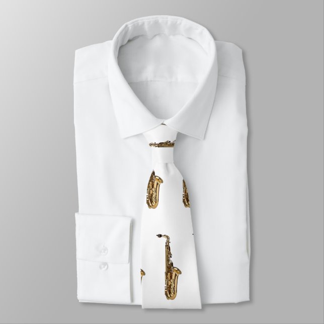 Saxophone cartoon illustration neck tie (Tied)