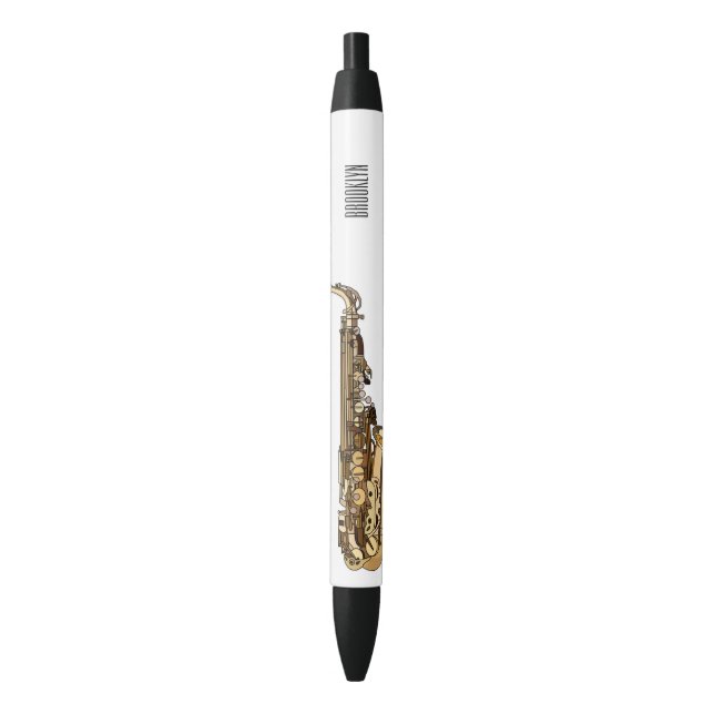 Saxophone cartoon illustration pen (Front Vertical)