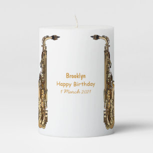 Saxophone cartoon illustration pillar candle