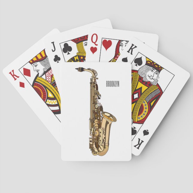 Saxophone cartoon illustration poker cards (Back)